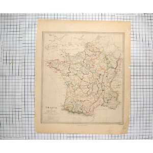  WALKER ANTIQUE MAP 1853 FRANCE GULF LYON BAY BISCAY