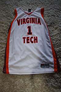 Virginia Tech Hokies Mens GU White Basketball Jersey L  