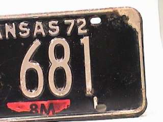 KANSAS 1972 TRUCK LICENSE PLATE TAG KS NM 681 8 M REG  