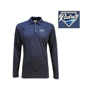  San Diego Padres Long Sleeve Victor Polo by Antigua   Navy 