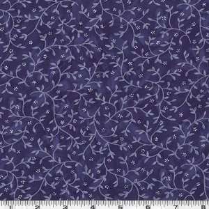  45 Wide Blue Patch Meadow Vines Blue Fabric By The Yard 