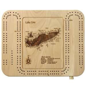  Lake Erie Cribbage Board Etched in Wood Toys & Games
