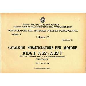  FIAT Motori A.22 T Aircraft Engine Parts Catalog Manual 