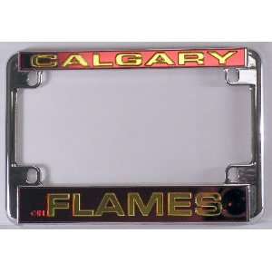   Flames NHL Chrome Motorcycle RV License Plate Frame