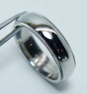   Tiffany & Co. Platinum 6mm Milgrain Wedding Band Estate Jewelry  
