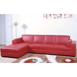  Wilson Contemporary Red Leather Sectional Sofa   LSF