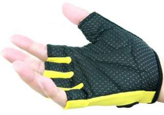 Cycling Bike Bicycle Wearable Sports Half Finger Gloves Yellow w/ Anti 
