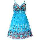   Size 1X 2X 3X Padded Cotton Shes Cool Beach Sun Summer Dress Blue