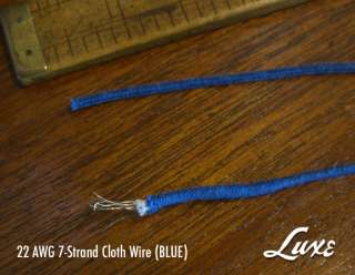 22 Gauge, 7 Strand, Blue Cloth Hook Up Wire (2 FEET)  