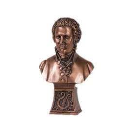   Wolfgang Amadeus Mozart Copper Finish Head Bust Statue, 9 inches H