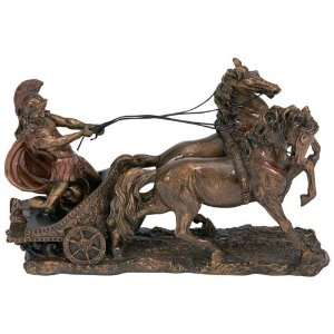  New Wyndham House Resin Roman Warrior On Chariot With 2 
