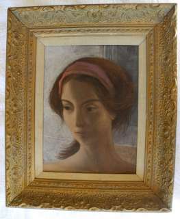   Century Modernist Yong Lady Woman Oil Portrait Painting~Listed  