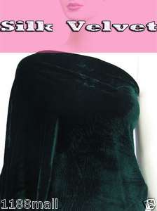 18% Real Silk Velvet Clothing Fabric Drapery Dark Emerald Green by the 