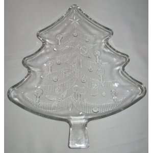  Clear Glass Christmas Tree Candy Dish 12.5 Inches 