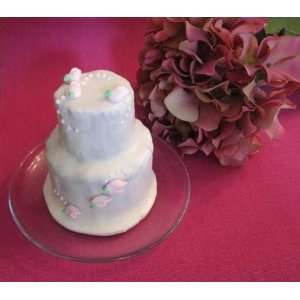 Two Tier Mini Wedding Cake Dots With Flowers  Kitchen 