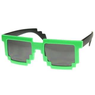 Retro Novelty Nerd Geek Gamer Colorful 2 Tone Pixel Glasses  