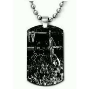 Michael Jordan Dunk Engraved Dogtag Necklace w/Chain and Giftbox