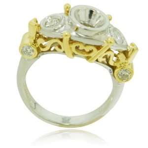  18K Two Tone Gold Semi Mount Diamond Ring Jewelry