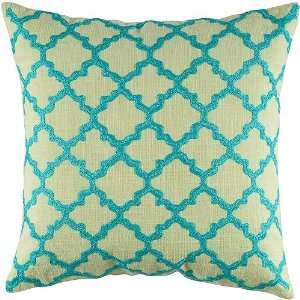 18 x 18 Embroidered Pattern Pillow   Lime Blue