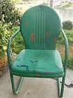 Vintage Metal Green Painted Lawn Chair