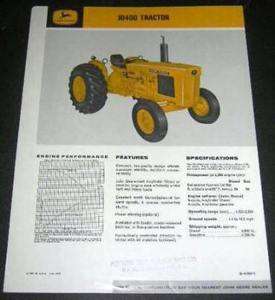 John Deere 400 Industrial Tractor Spec Sheet   Brochure  