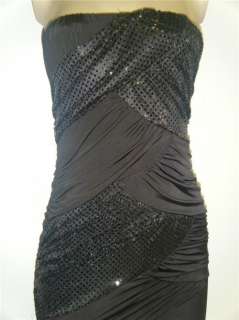 BODY CENTRAL Dress Sequins Rouched Strapless Cocktail Evening Prom 