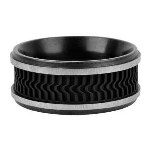   Tire Rubber Stainless Steel Ring INOX Black Silver Size 9   12  