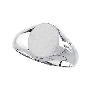  14K White Gold 10.00X08.00 MM Oval Signet Ring Jewelry