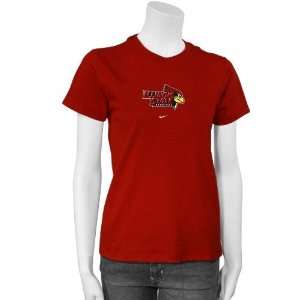   Illinois State Redbirds Ladies Red Team Logo T shirt Sports