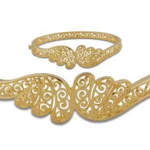  18k Gold Over Sterling Silver Decadent Clouds Bangle 
