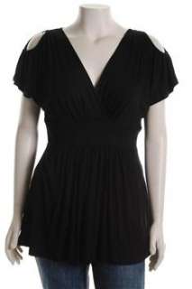 Mai Tai NEW Plus Size Fitted Shirt Black BHFO Sale Top 1X  