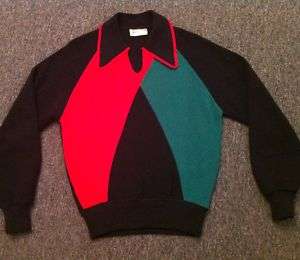 Vintage 60s Mod Valcuna Black Italian Knit shirt M  