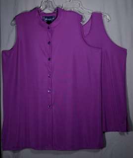 SUSAN GRAVER STYLE Purple Stretch Knit TANK & TUNIC 1X  