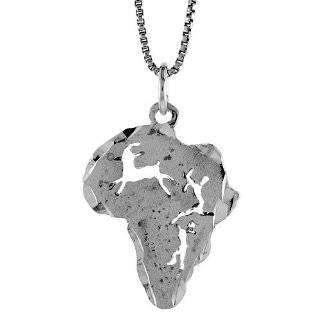 Sterling Silver 15/16 in. (24mm) Tall Continent of Africa Pendant