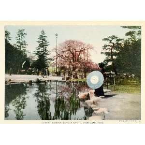  1921 Print Maruyama Park Kyoto Japan Cherry Blossom Park 