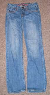   Straight Leg Jeans Bold Stitching girl 8 EUC Adjustable Waist  