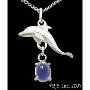  Dolphin Gemstone Necklace, Sterling Silver, Iolite set gemstone 