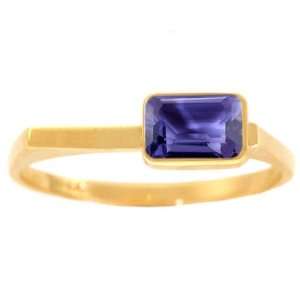   Gold Octagon Gemstone Stackable Ring Iolite, size5 diViene Jewelry