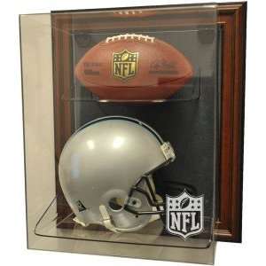  NFL Logo Gear Helmet and Football Case Up Display, Brown 