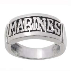   Sterling Silver High Polish Cutout Marines Band Ring Jewelry