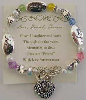 Charm Bracelet Love Friend Forever  Silver Plated  