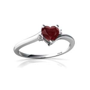  14K White Gold Heart Genuine Ruby Ring Size 4.5 Jewelry