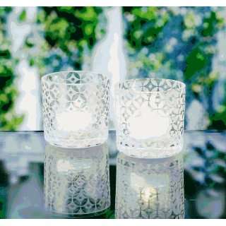  Biedermann & Sons Frosted Pattern Glass Candleholders, Set 