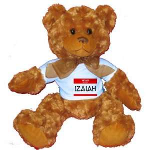  HELLO my name is IZAIAH Plush Teddy Bear with BLUE T Shirt 