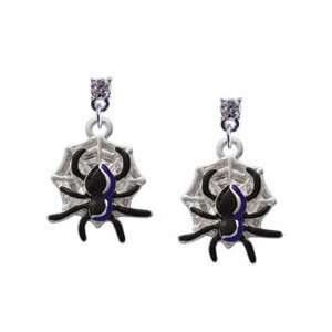  Spider Clear Swarovski Post Charm Earrings [Jewelry 