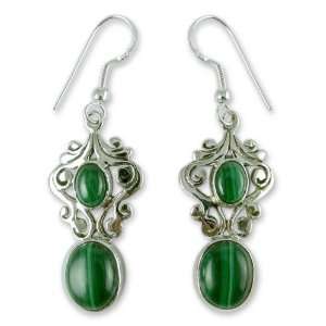  Malachite dangle earrings, Natural Majesty Jewelry