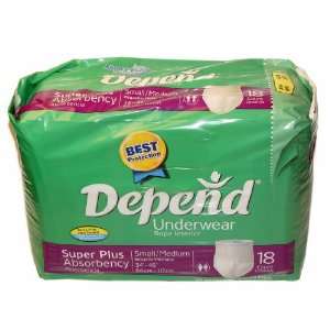 Depend Super Plus Absorbency Small/med 34 46 18ct 1pack  
