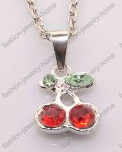 Fashion Lovely Little Red cherry crystal Necklace Pendant  