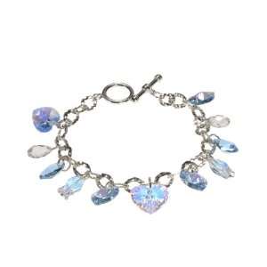  Sterling Silver Bracelet with Blue and Clear Swarovski 