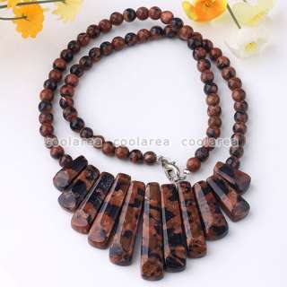 1x Golden Blue Sand Stone Graduated Beads Necklace 18L  